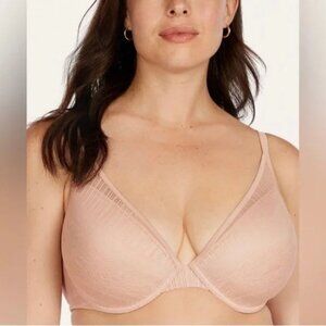 ThirdLove Everyday Lace Plunge Bra, Nude Beige, Size 38D